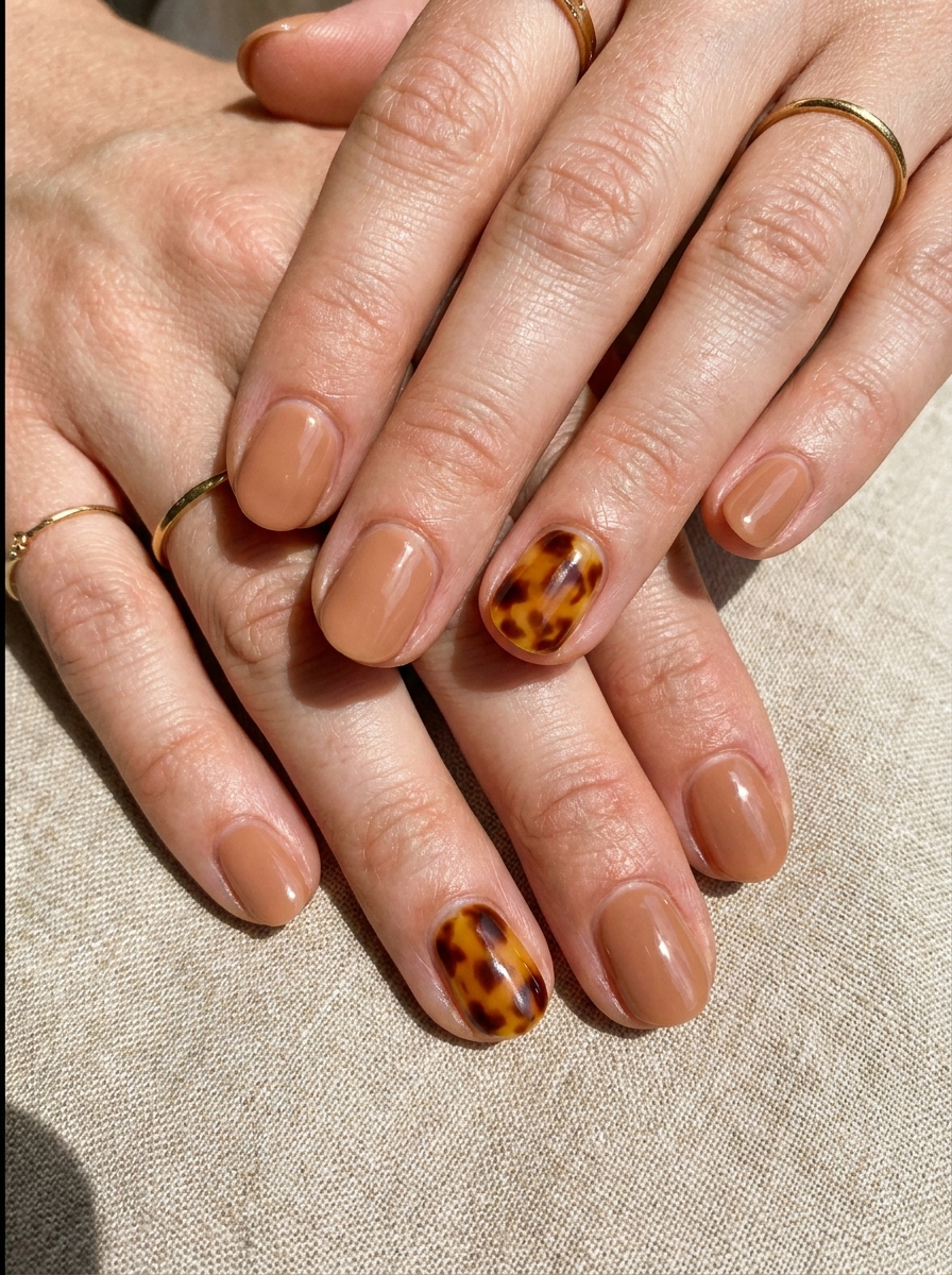 Tortoiseshell Accent Nails